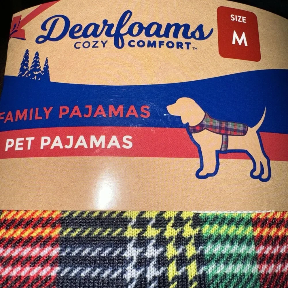 DEARFOAMS NEW PET PAJAMAS SZ M 20-35 POUNDS CHRISTMAS HOLIDAY PLAID NWT Family
